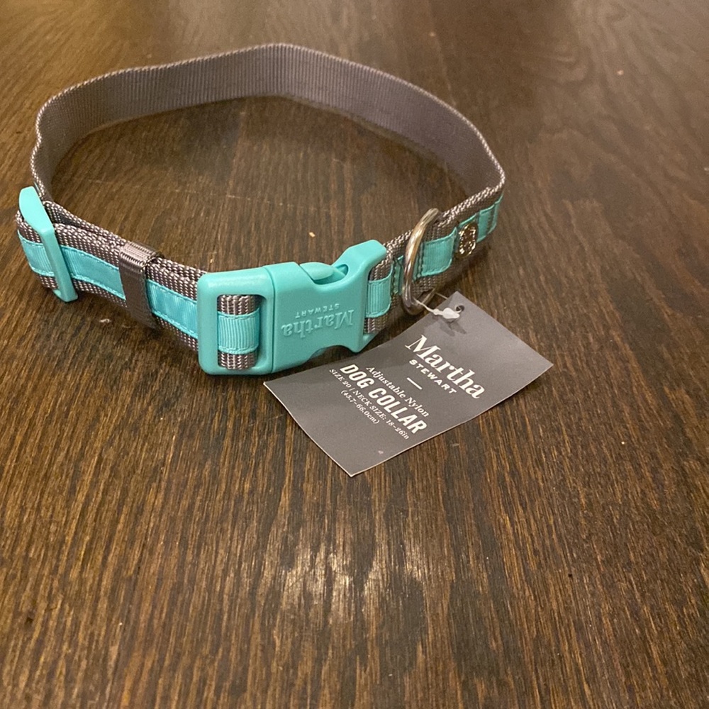 NWT Martha Stewart Nylon Dog Collar Size 20 For Neck 18-26" Mint Green/Gray - Picture 5 of 11